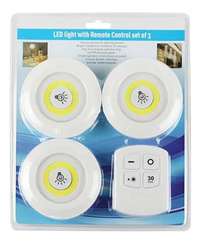 FOCOS LED x 3 CON CONTROL REMOTO + PILAS